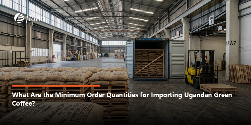 What are the minimum order quantities for importing Ugandan green coffee?