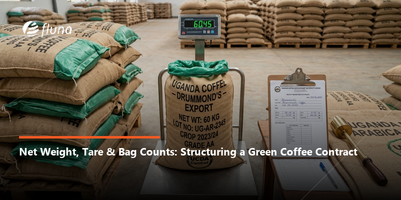 Net weight, tare and bag counts: how a Ugandan green coffee contract should state quantity